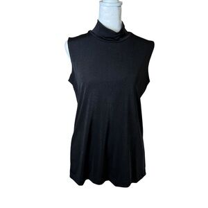 VTG Y2K Carolyn Strauss Slinky Knit Basic Black Minimalist Sleeveless Top USA S